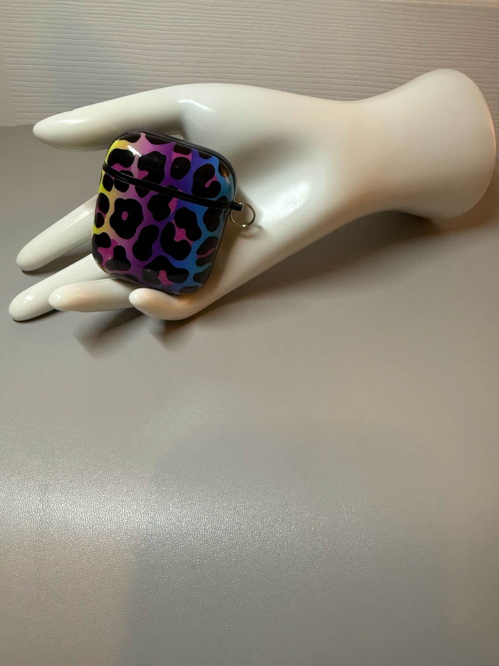 Rainbow Leopard Print AirPods Case Black Multicolor